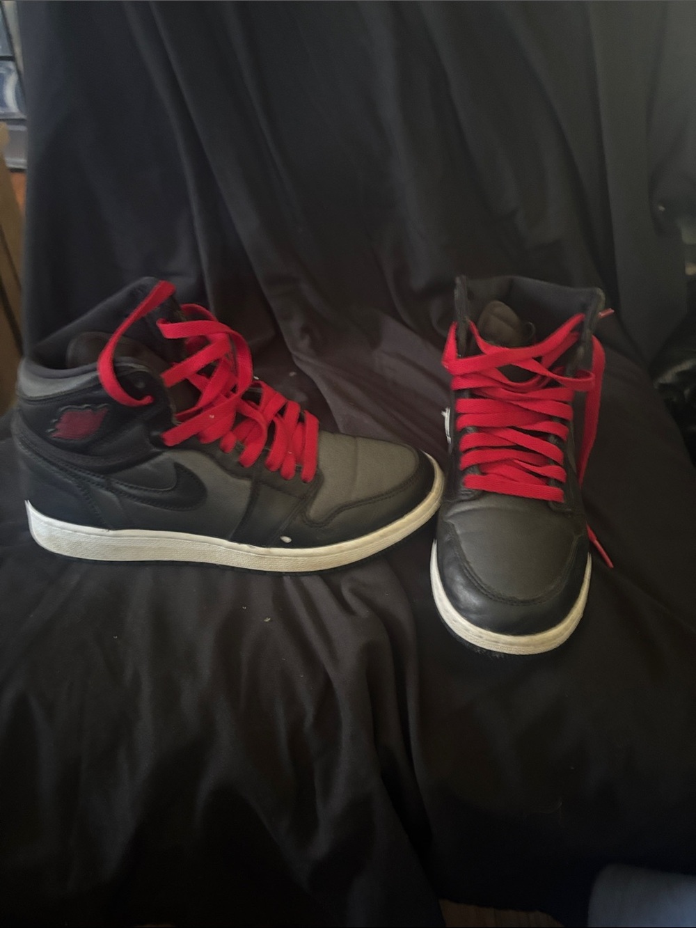 Nike Black High-Top Sneakers with Red Laces